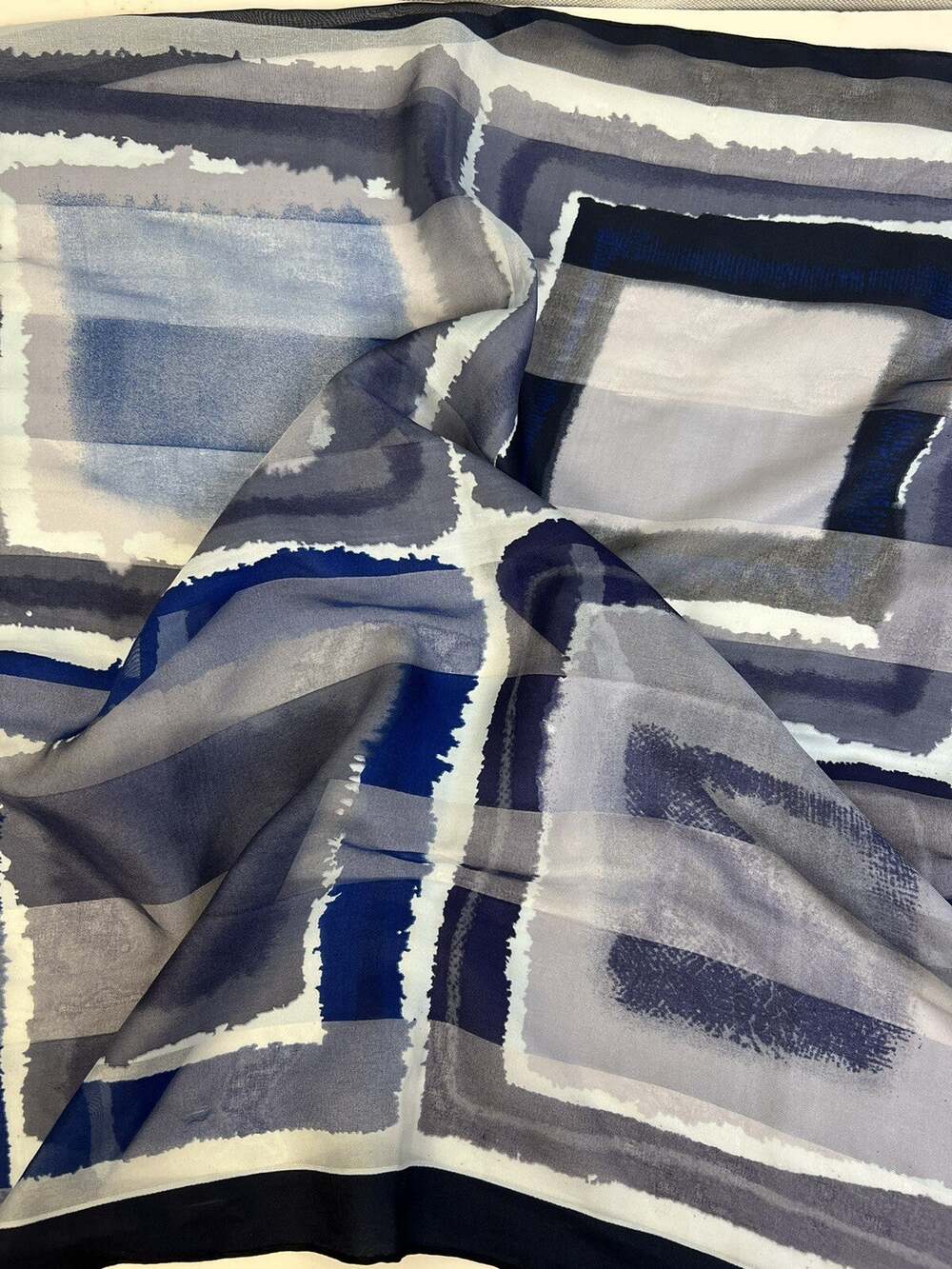 Symphony Scarfs 22" Square gray Black Abstract Semi Sheer Scarf Fashion Italy